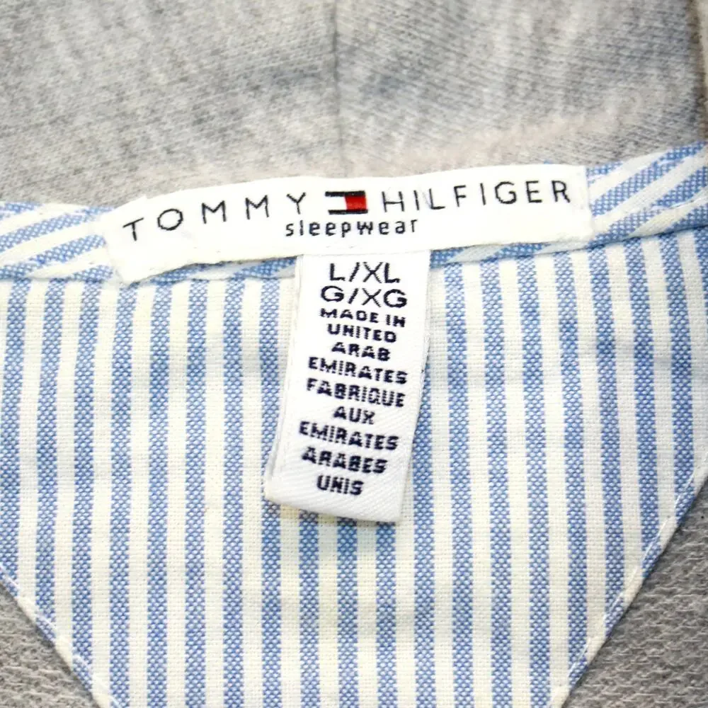 Tommy Hilfiger Gray Cotton Belt Pockets Cardigan Tunic Robe Pockets L/XL